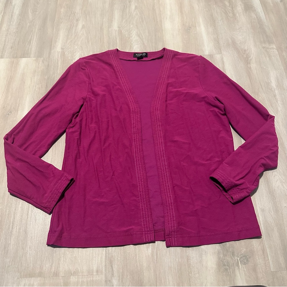 August Max Stretch Hot Pink Open Cardigan Sweater Jacket Sz M